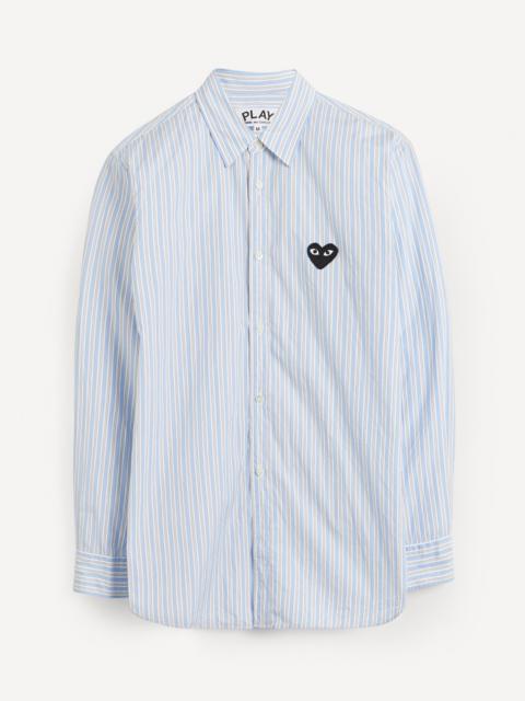 Heart Logo Patch Striped Cotton Shirt