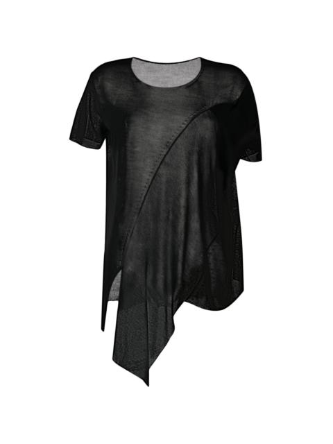 asymmetric semi-sheer T-shirt