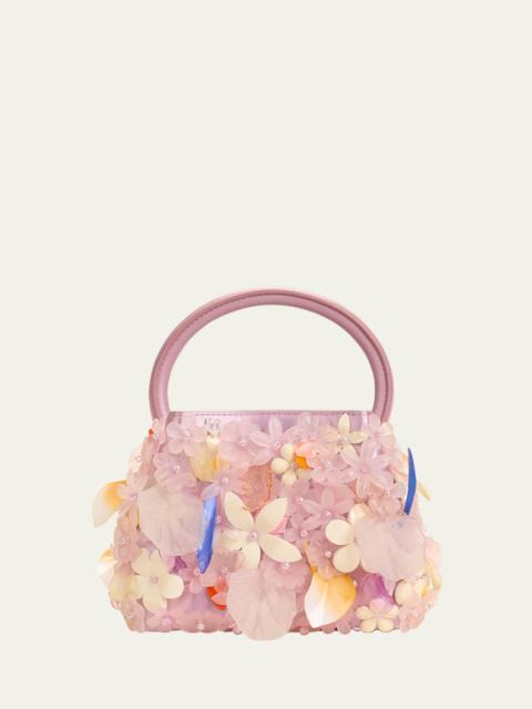 Cult Gaia Solene Mini Flower Metallic Top-Handle Bag