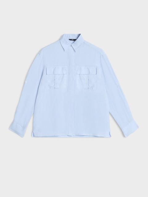 7 For All Mankind UTILITY LONG SLEEVE SHIRT in Linen Light Blue
