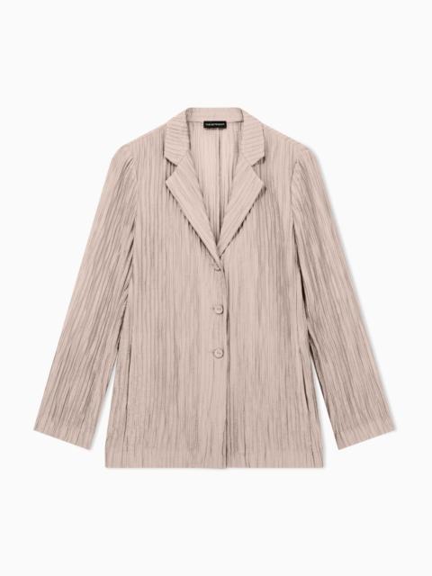 EMPORIO ARMANI SINGLE-BREASTED JACKET IN SPARKLING PLEATED CREPON