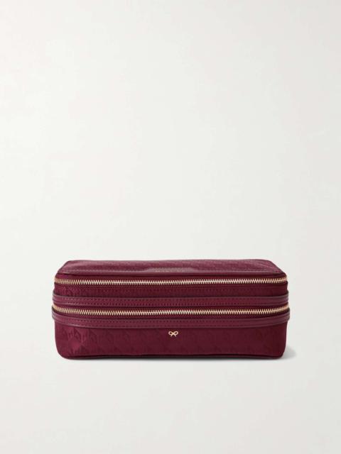 Make-Up leather-trimmed recycled logo-jacquard nylon cosmetics case