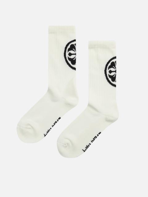 EVISU KAMON AND SLOGAN JACQUARD LONG SOCKS