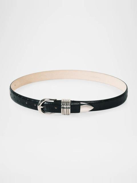 DÉHANCHE Hollyhock Ostrich-Embossed Leather Belt