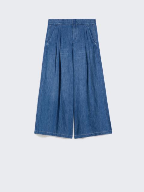 Max Mara NASTRO Wide-fit cotton and linen denim trousers - NAVY