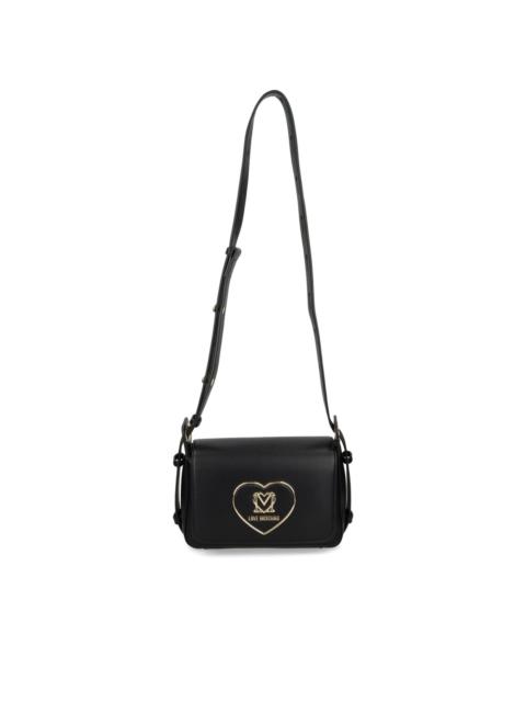 logo-plaque faux-leather shoulder bag