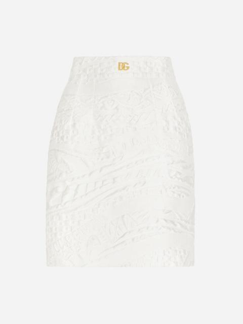 Dolce & Gabbana Short brocade skirt with DG logo