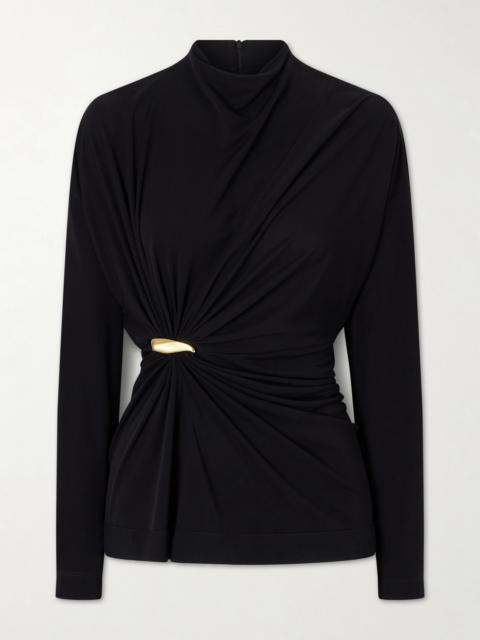 Bottega Veneta Embellished Gathered Jersey Top