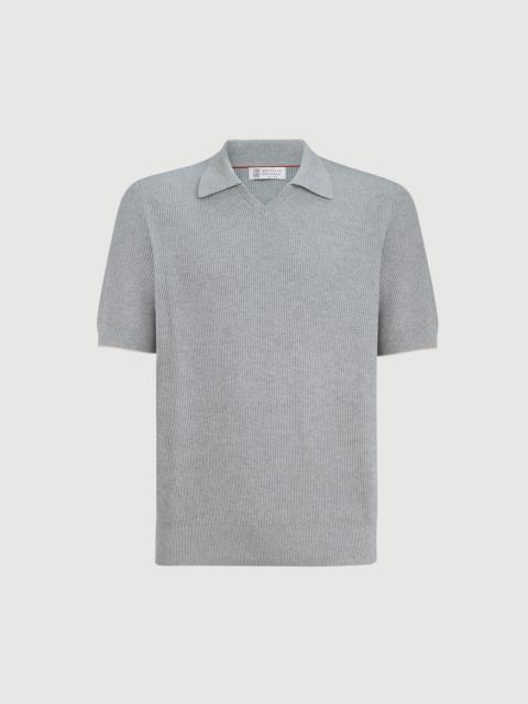 Brunello Cucinelli 코튼 영어 리브 니트 폴로