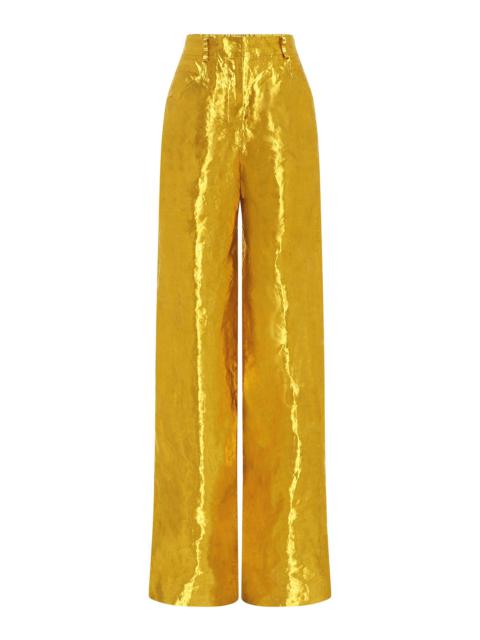 GABRIELA HEARST Bani Wide-Leg Pant in Gold Metallic Silk