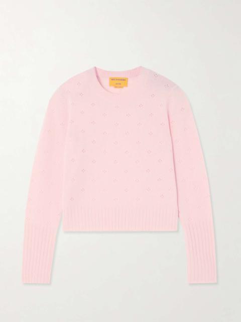 Pointelle-knit cashmere sweater Baby pink
