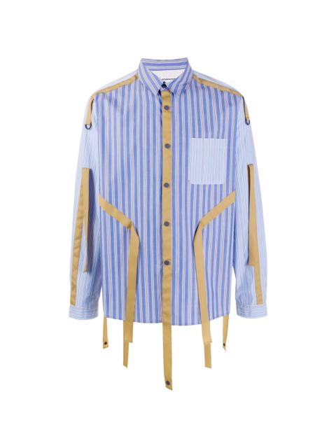 striped tassel-detail shirt