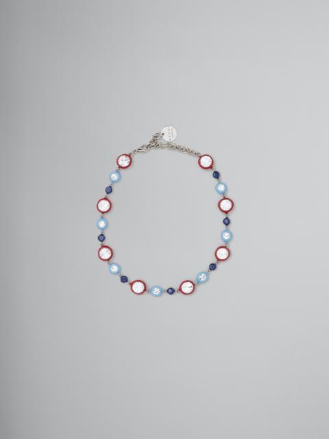 Marni BLUE AND RED RHINESTONE RESIN NECKLACE