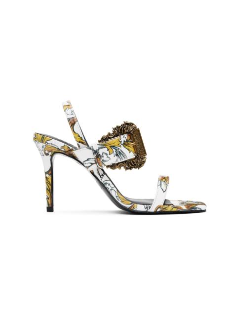 VERSACE JEANS COUTURE White Logo Couture Emily Slingback Heeled Sandals