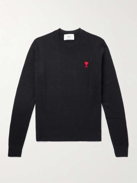 AMI Paris Logo-Embroidered Merino Wool Sweater
