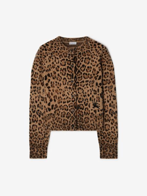 Burberry Leopard Jacquard Wool Cashmere Cardigan