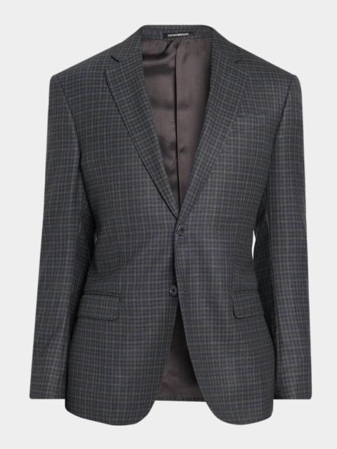 EMPORIO ARMANI Blur Box Checked Wool Sport Coat