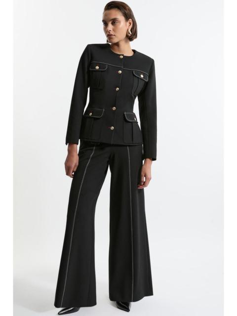 KAREN MILLEN Compact Stretch Tailored Flared High Waisted Trousers