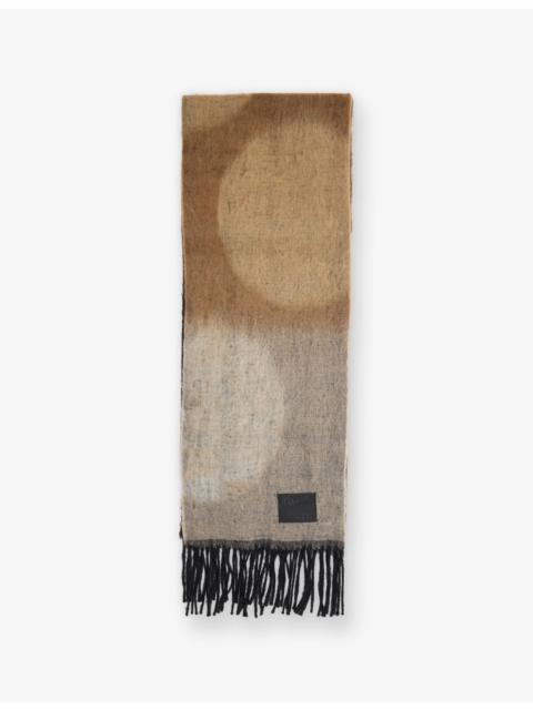Paul Smith Polka-Dot Fringed-Trim Wool-Blend Scarf