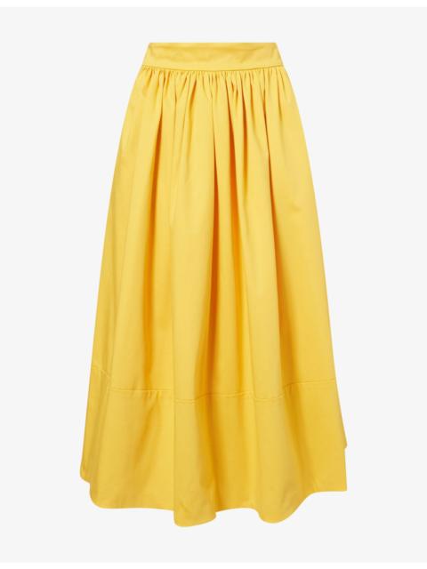 WEEKEND Max Mara Fitted-Waist Gathered Cotton Midi Skirt