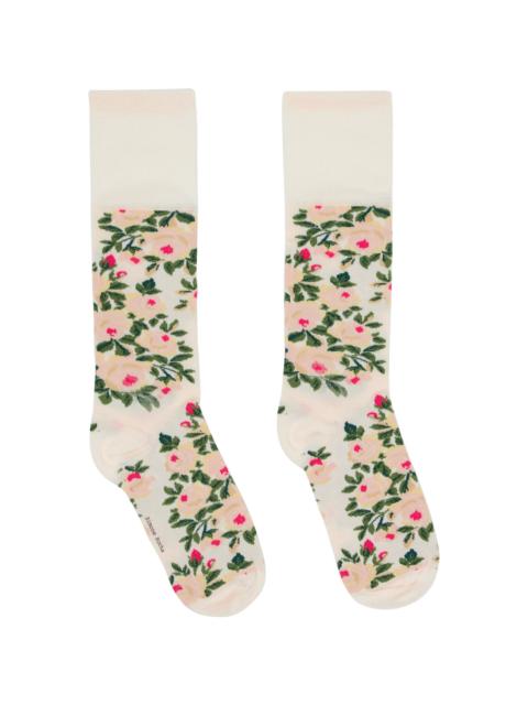 Simone Rocha Off-White Rose Bouquet Jacquard Socks