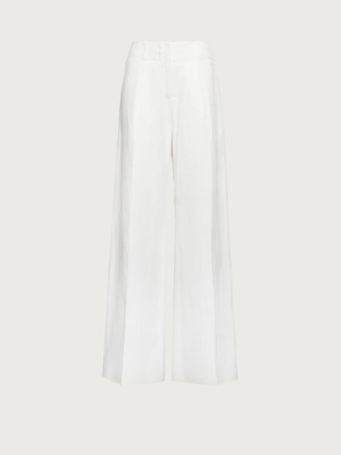FERRAGAMO WIDE SILK AND LINEN TROUSER