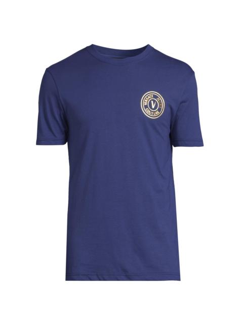 VERSACE JEANS COUTURE Men's Logo Cotton T-Shirt - Steel Blue Gold