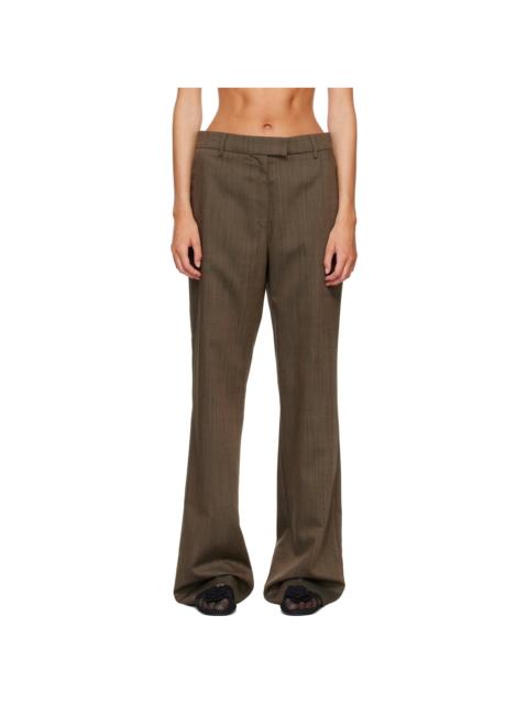 GANNI Brown Wool Melange Trousers