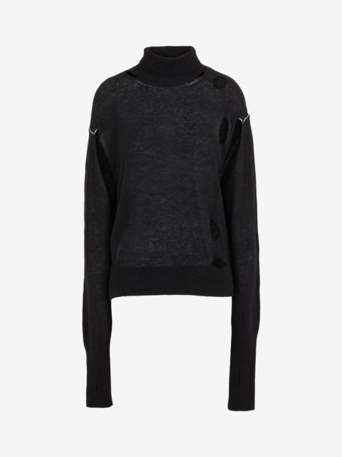 MM6 MAISON MARGIELA Distressed knit high-neck sweater