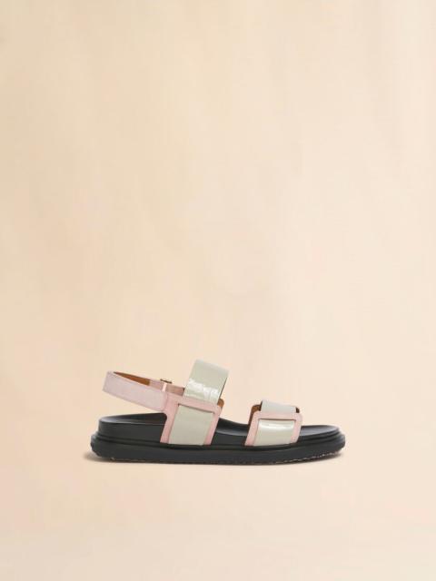 Marni CREAM AND PINK LEATHER FUSSBETT DOUBLE-STRAP SANDAL