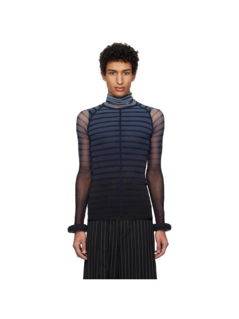 Jean Paul Gaultier Black & Blue 'The 3D Striped' Top
