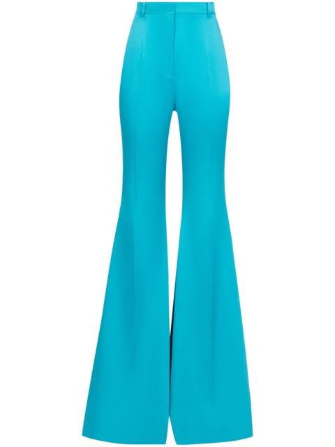 high-waisted flared trousers