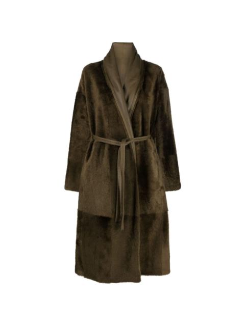 Yves Salomon belted leather coat