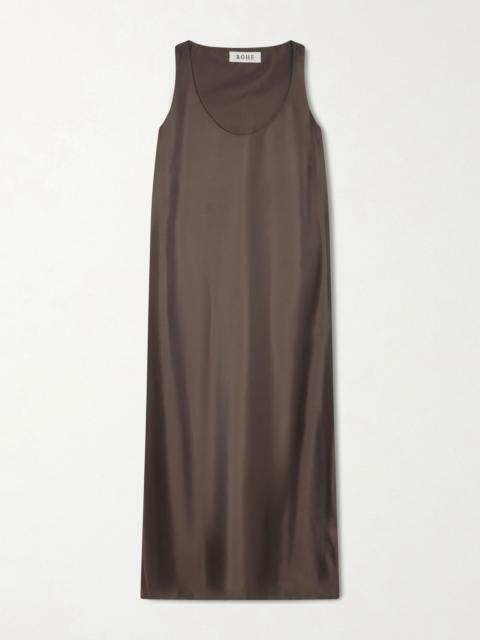 RÓHE Silk-satin midi dress Brown