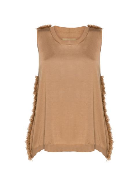 frayed-edge knitted tank top