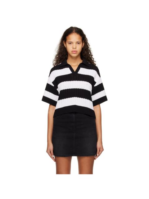 JUUN.J Black & White Striped Polo