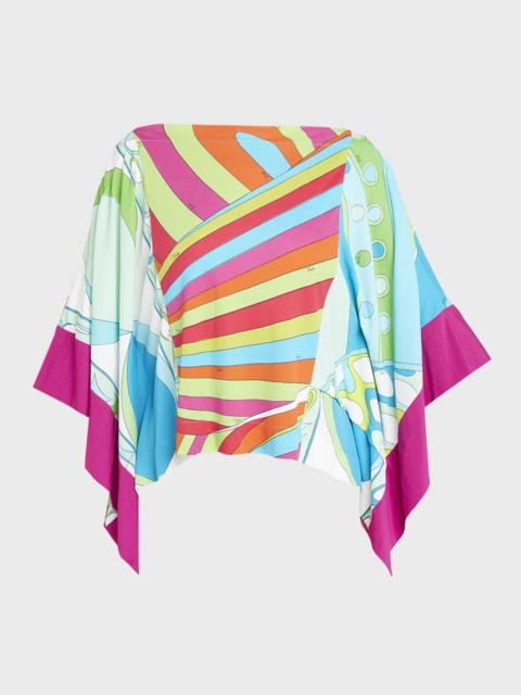 Abstract-Print Foulard Blouse