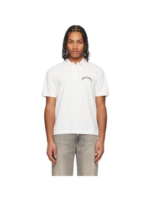 Palm Angels White Curved Logo Polo