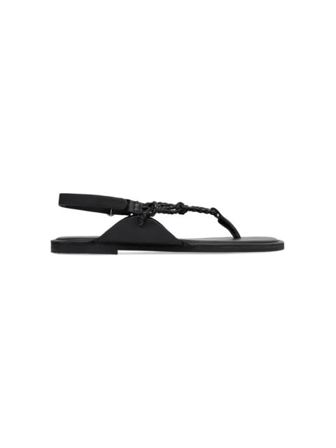 ST. AGNI Woven Rope Leather Sandals black