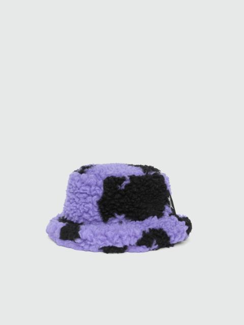 MSGM Purple teddy bucket hat with "Follow the Rabbit®" motif