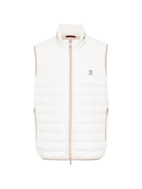 logo-embroidered quilted vest