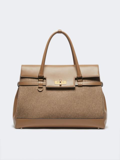 Max Mara MARGAUXL25WS Large cashmere and leather handbag - BROWN