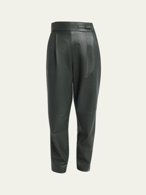 Pleated Leather Pants