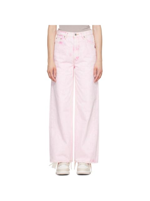 A BATHING APE® Pink Crystal Stone BAPE Sta Logo Baggy Jeans