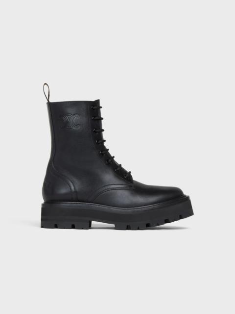 CELINE BULKY LACED UP BOOT IN NYLON AND SHINY BULL - BLACK