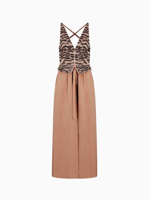 GIORGIO ARMANI EMBROIDERED VISCOSE AND SILK LONG DRESS
