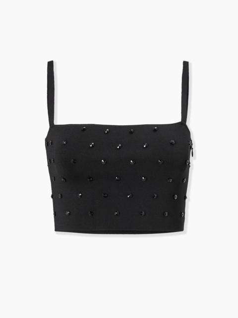 CAROLINA HERRERA Polka Dot Beaded Cropped Top