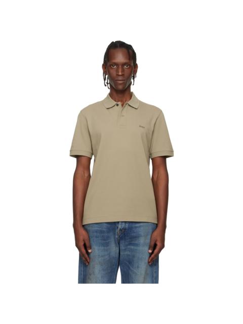 BOSS Beige Pallas Cotton Piqué Embroidered Logo Polo