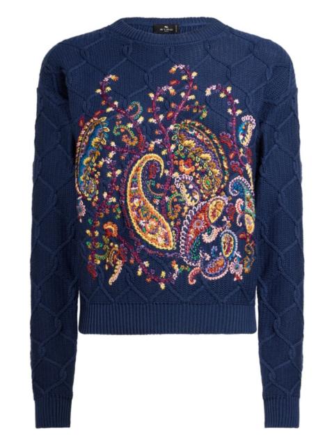 Etro floral paisley embroidered sweater
