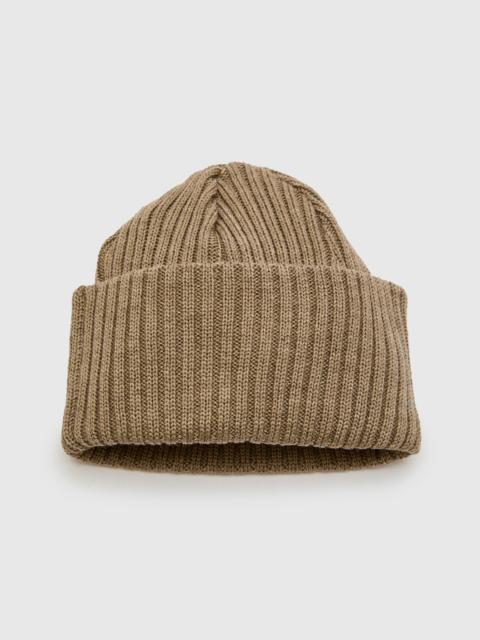 BATONER Solid Wool Knit Cap in Melange Brown